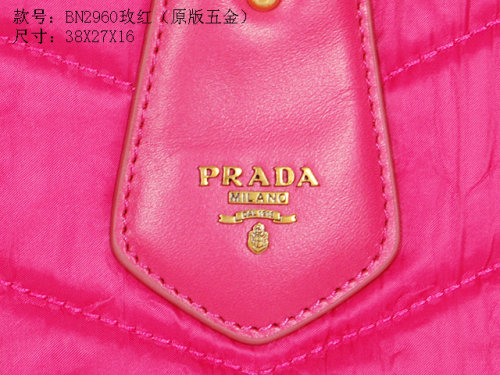 2014 Prada wrinkle nylon fabric tote bag BN2960 rosered for sale